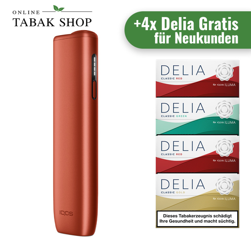 IQOS ILUMA i ONE Vivid Terracotta + 4 Gratis Packungen Delia Sticks