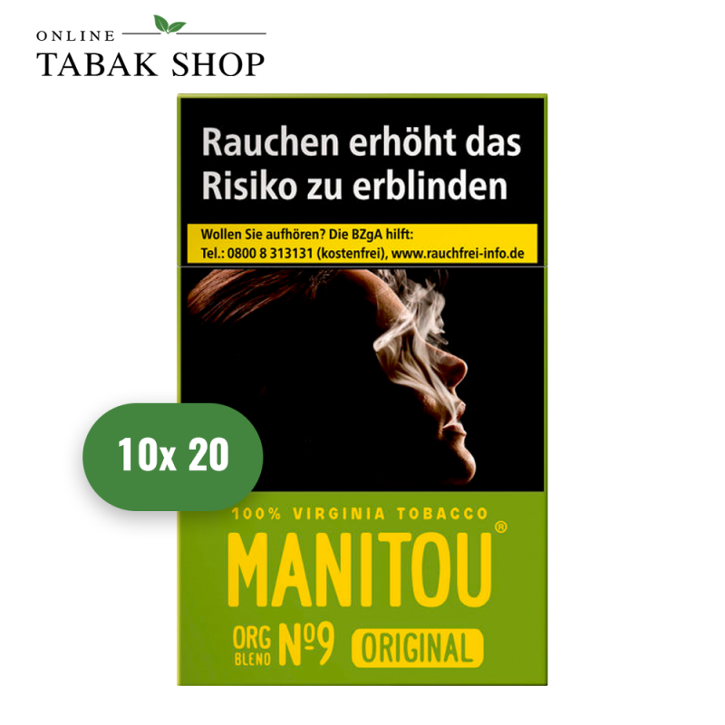 Manitou Organic Blend Zigaretten No.9 Green OP (10 x 20er)