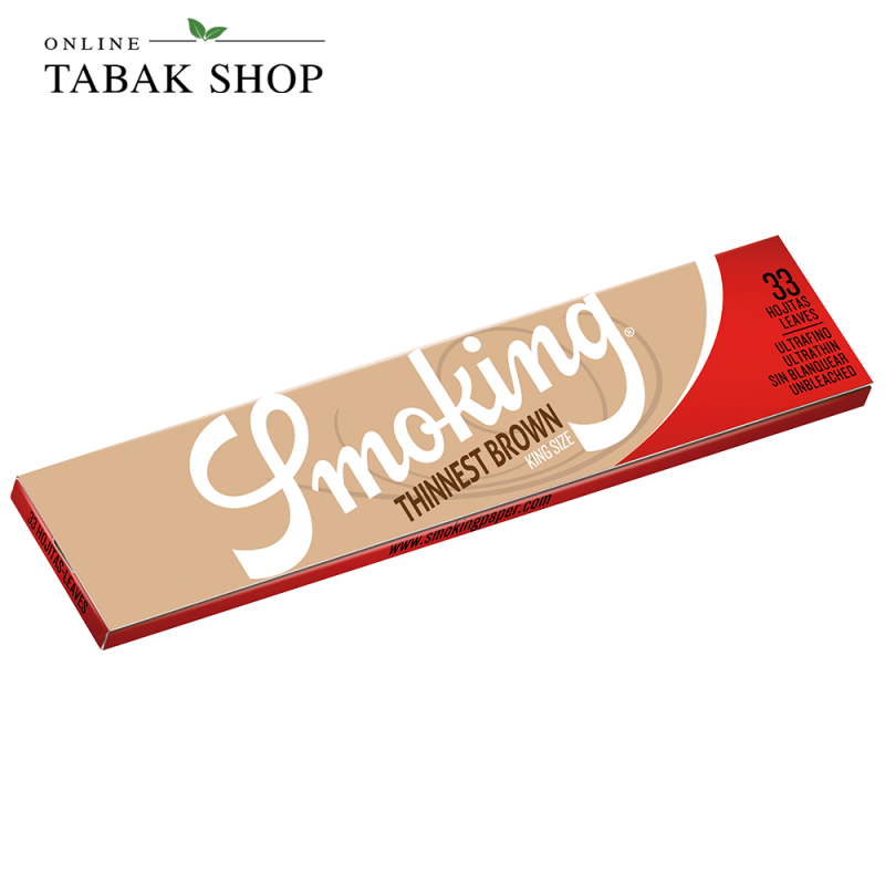 Smoking THINNEST BROWN Ultra Thin Paper KING Size 33er