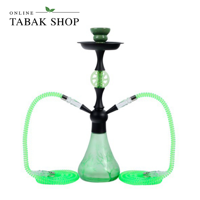 Shisha "Branch" in Grün mit 2 Schläuchen, 44 cm