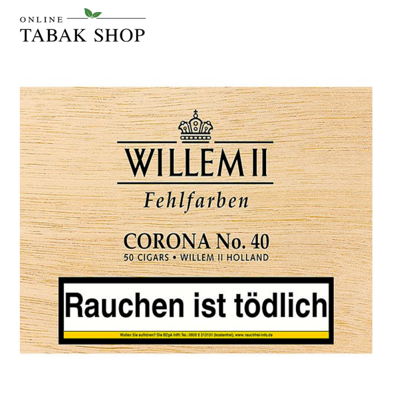 Willem II Fehlfarben Corona No. 40 Zigarren 50er Holzkiste