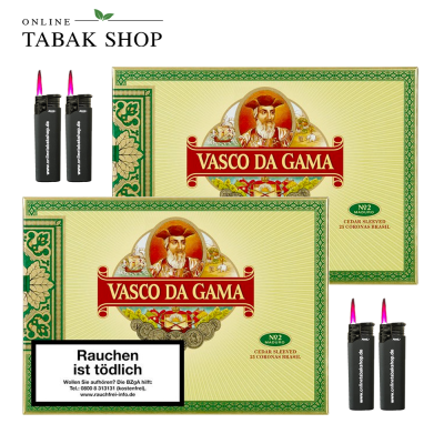 VASCO DA GAMA Brasil Zigarren (2 x 25er) + 4 Sturmfeuerzeuge