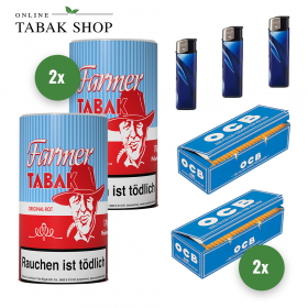 Farmer Rot Tabak / Pfeifentabak (2x 160g) + 400 OCB Hülsen + 3x Feuerzeuge - 28,55 €