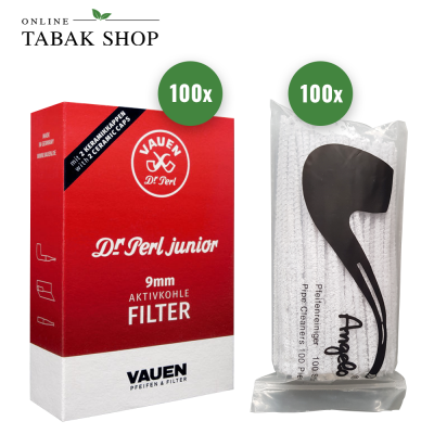 100x Dr. Perl Jubig Pfeifenfilter 9mm + 100 Pfeifenreiniger
