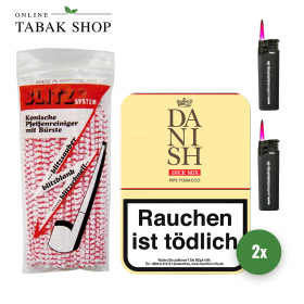 Danish Dice Mix Pfeifentabak (2 x 100g) + 80 BLITZ Pfeifenreiniger + 2 Sturmfeuerzeuge