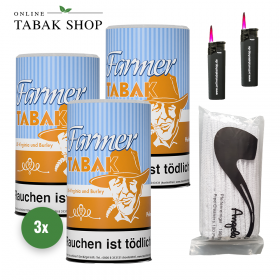 Farmer Tabak (3x 160g) + 100x Pfeifenreiniger + 2x Sturmfeuerzeuge - 42,85 €