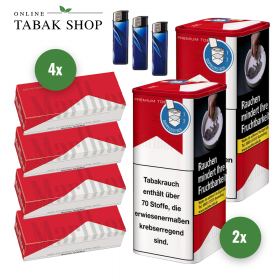 MARLBORO Red Premium Tabak (2 x 200g) + 800 MARLBORO Red Hülsen + 3 Feuerzeuge - 78,25 €