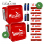 WINSTON Red Volumen Tabak (2 x 220g) + 1.400 WINSTON Hülsen + 3 Feuerzeuge + 2 Sturmfeuerzeuge