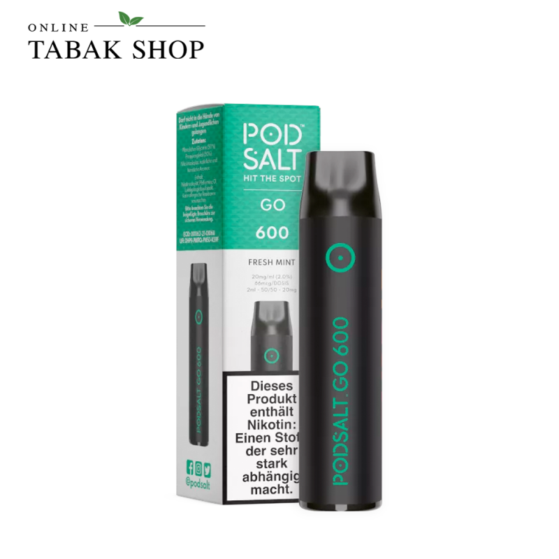 PodSalt GO 600 Einweg E-Zigarette Fresh Mint (1x 2ml - 20mg/ml Nikotin)