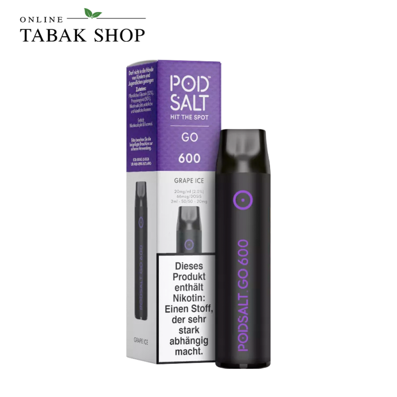PodSalt GO 600 Einweg E-Zigarette Grape Ice (1x 2ml - 20mg/ml Nikotin)
