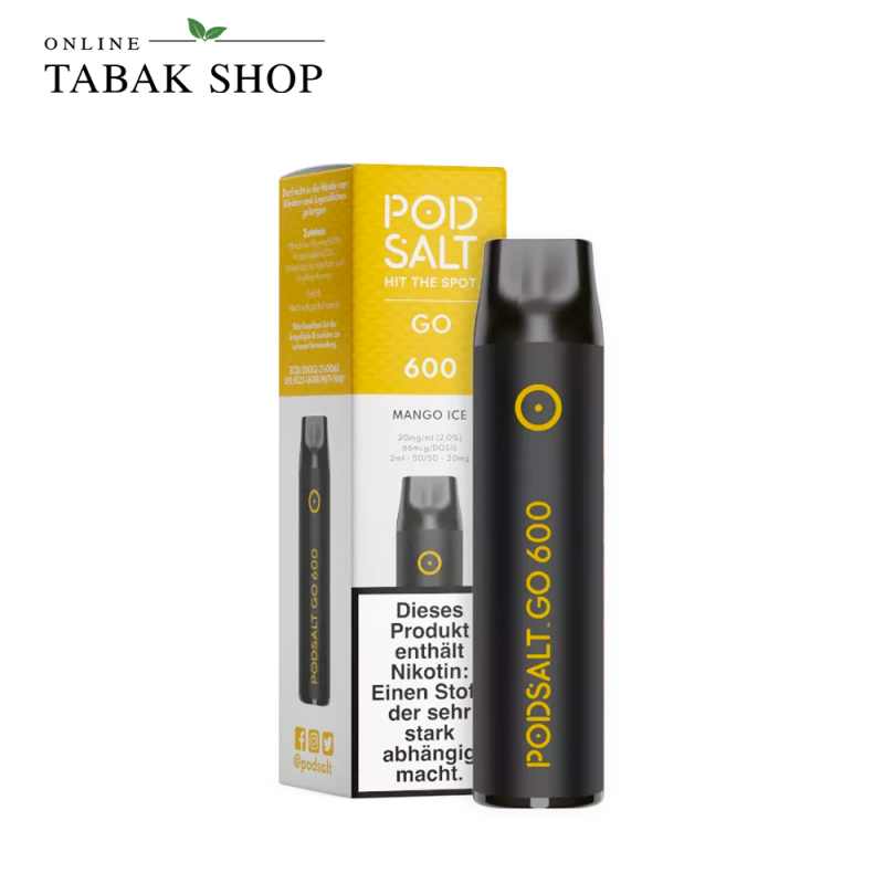 PodSalt GO 600 Einweg E-Zigarette Mango Ice (1x 2ml - 20mg/ml Nikotin)