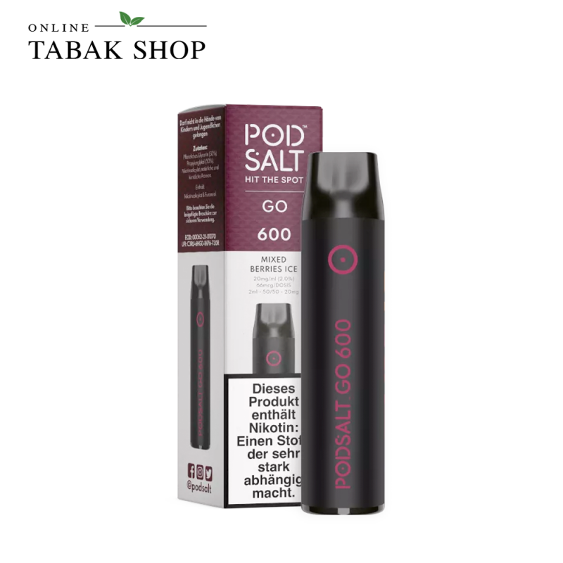 PodSalt GO 600 Einweg E-Zigarette Mixed Berries (1x 2ml - 20mg/ml Nikotin)