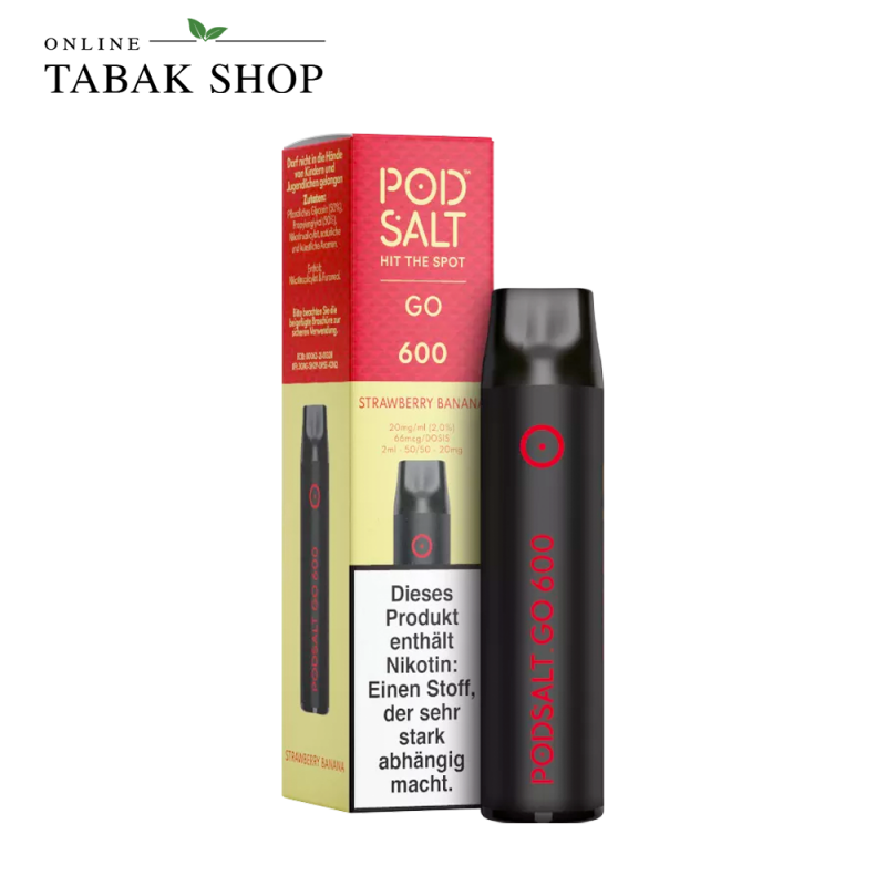 PodSalt GO 600 Einweg E-Zigarette Strawberry Banana (1x 2ml - 20mg/ml Nikotin)