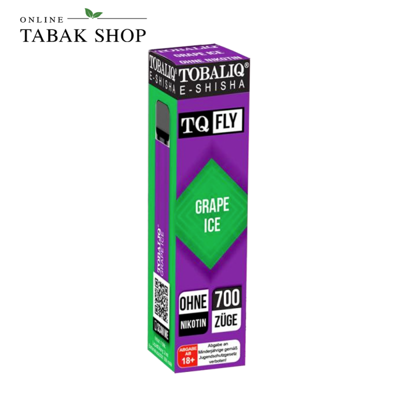 TOBALIQ Einweg E-Zigarette bis zu 700 Züge Nikotinfrei Grape Ice Verpackung