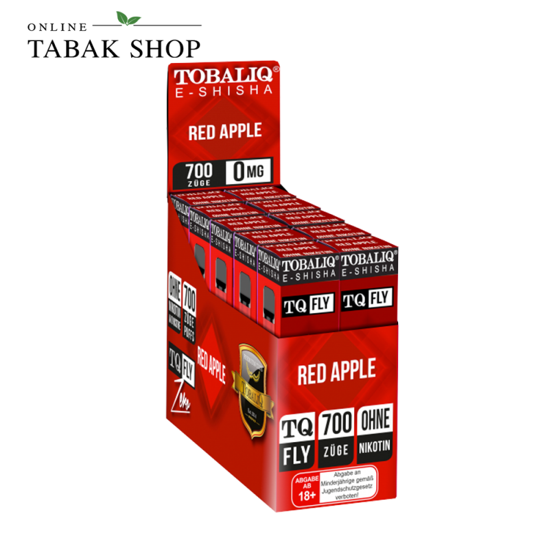TOBALIQ Einweg E-Zigarette bis zu 700 Züge Nikotinfrei Red Apple Verpackungen