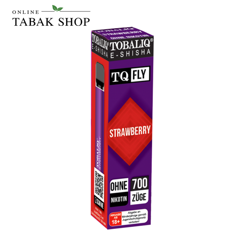 TOBALIQ Einweg E-Zigarette bis zu 700 Züge Nikotinfrei Strawberry Verpackung