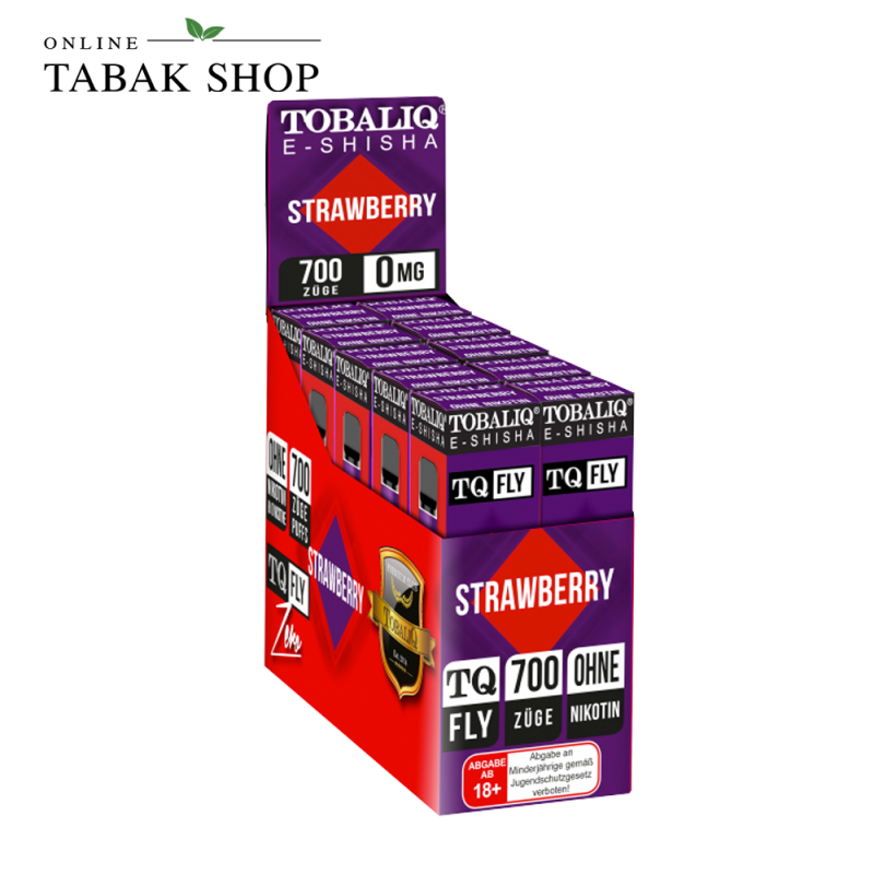 TOBALIQ Einweg E-Zigarette bis zu 700 Züge Nikotinfrei Strawberry Verpackungen