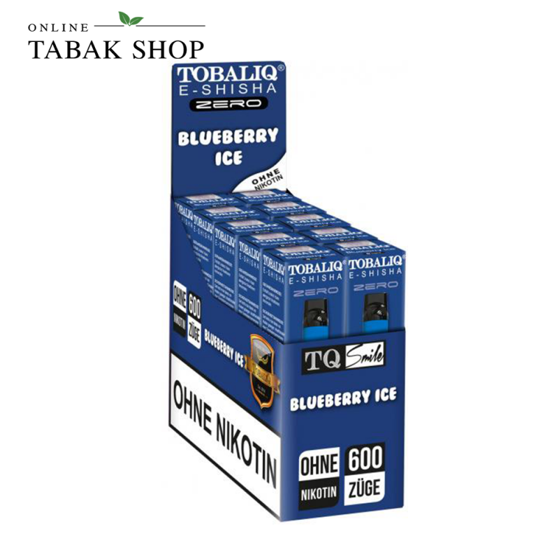 TOBALIQ Einweg E-Zigarette bis zu 700 Züge Nikotinfrei Blueberry Verpackungen