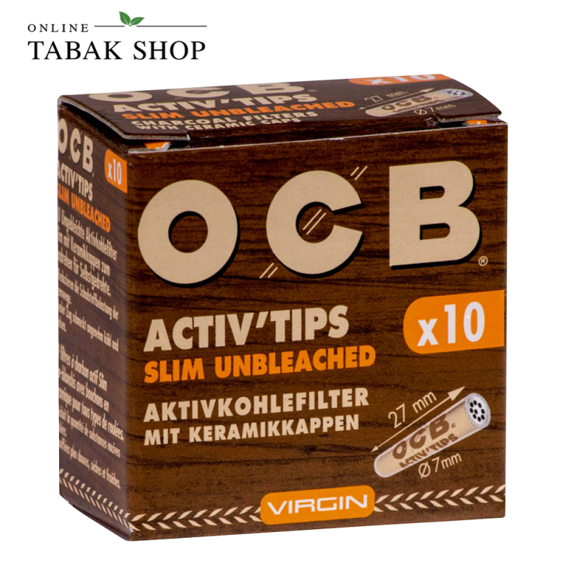 OCB Activ Tips Unbleached Slim 7mm 1 Packung á 10 Filter