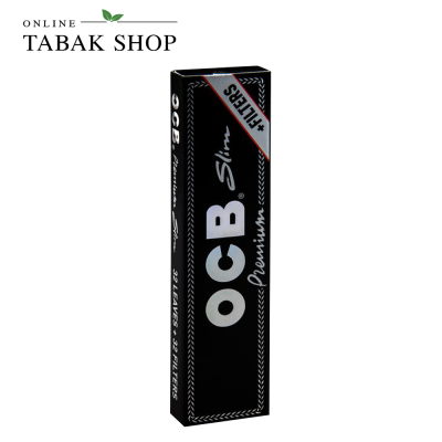 OCB Schwarz Premium Zigarettenpapier Lang Slim + Tips (1x 32er)