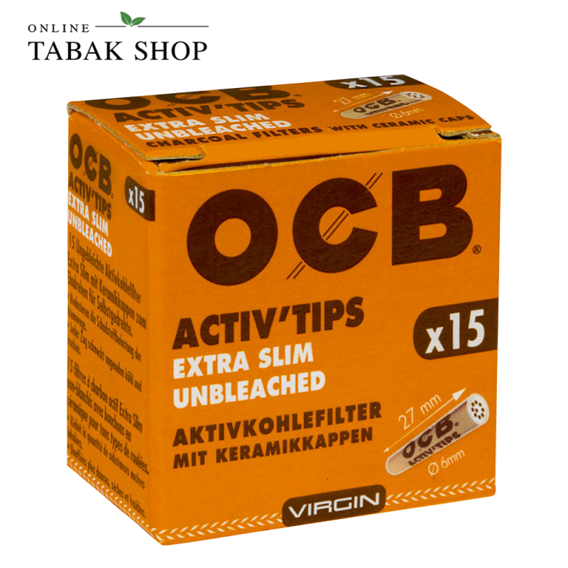 OCB Activ Tips Unbleached Extra Slim 6 mm (1 x 15er)