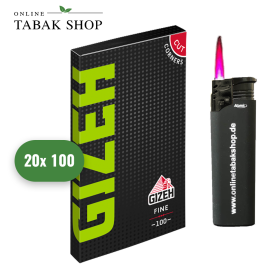 20x100er GIZEH Black Fine Green Blättchen + 1 Sturmfeuerzeug - 17,95 €