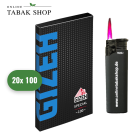 GIZEH Black Special Blättchen/Zigarettenpapier 20x100er + 1 Sturmfeuerzeug - 17,95 €