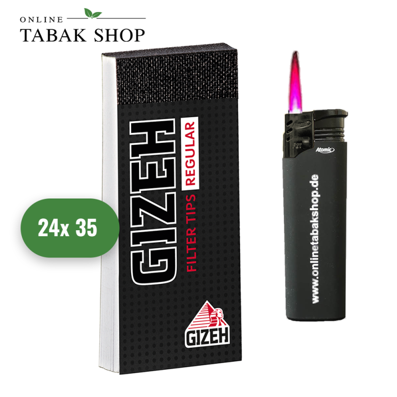 Gizeh Black Filter Tips Regular (24x 35er) + 1 Sturmfeuerzeug