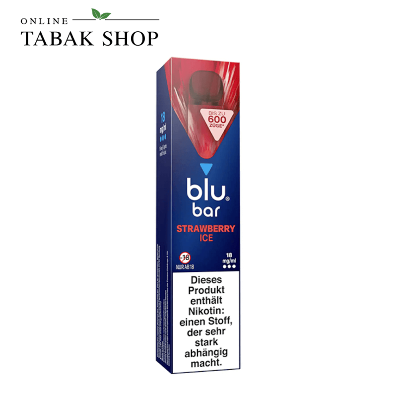 Blu Bar Einweg E-Shisha E-Zigarette Strawberry Ice (18mg/ml Nikotin) -packshot