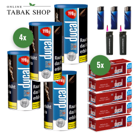 DUCAL Blue Tabak (4 x 190g) + 1.000 Ducal Hülsen + 3 Feuerzeuge + 2 Sturmfeuerzeuge - 126,95 €