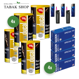 Ducal Gold Tabak (4 x 190g) + 1.000 GIZEH Special Tip Hülsen + 3 Feuerzeuge + 2 Sturmfeuerzeuge - 127,20 €