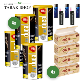 Ducal Gold Tabak (4 x 155g) + 1.000 OCB Organic Hülsen + 3 Feuerzeuge + 2 Sturmfeuerzeuge