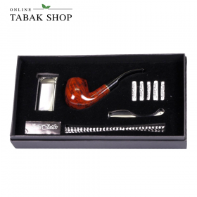 JEAN CLAUDE Premium Pfeifen Geschenkset – gebogen rot-braun mit Zubehör