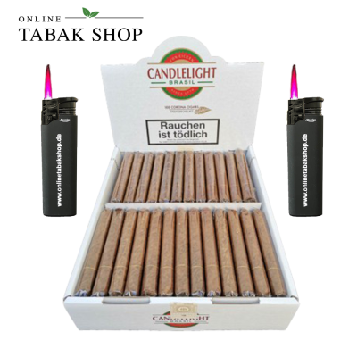 Candlelight "Corona Brasil" Zigarren (1x 100 Stück) + 2 Sturmfeuerzeuge