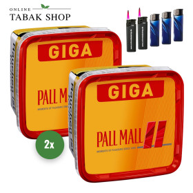 Pall Mall Giga Volumentabak (2 x 220g) + 3 Feuerzeuge + 2 Sturmfeuerzeuge - 100,80 €