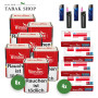 Winston Zigaretten Tabak Premium Red S (6 x 75g) + 1.000 Winston Extra Hülsen + 3 Feuerzeuge + 2 Sturmfeuerzeuge