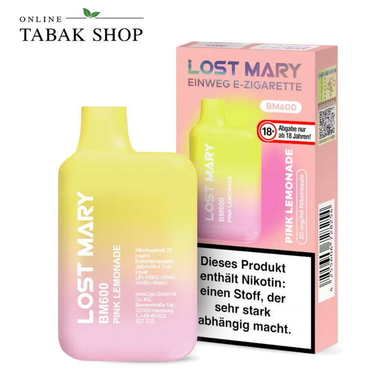 Lost Mary BM600 Einweg E-Shisha 20 mg/ml Nikotin Pink Lemonade