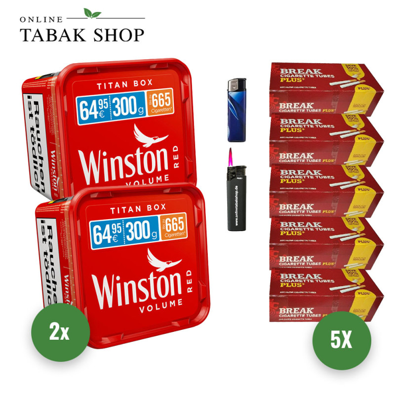 Winston red Tabak 2 x 300g Sparpaket Break Plus Hülsen Variante