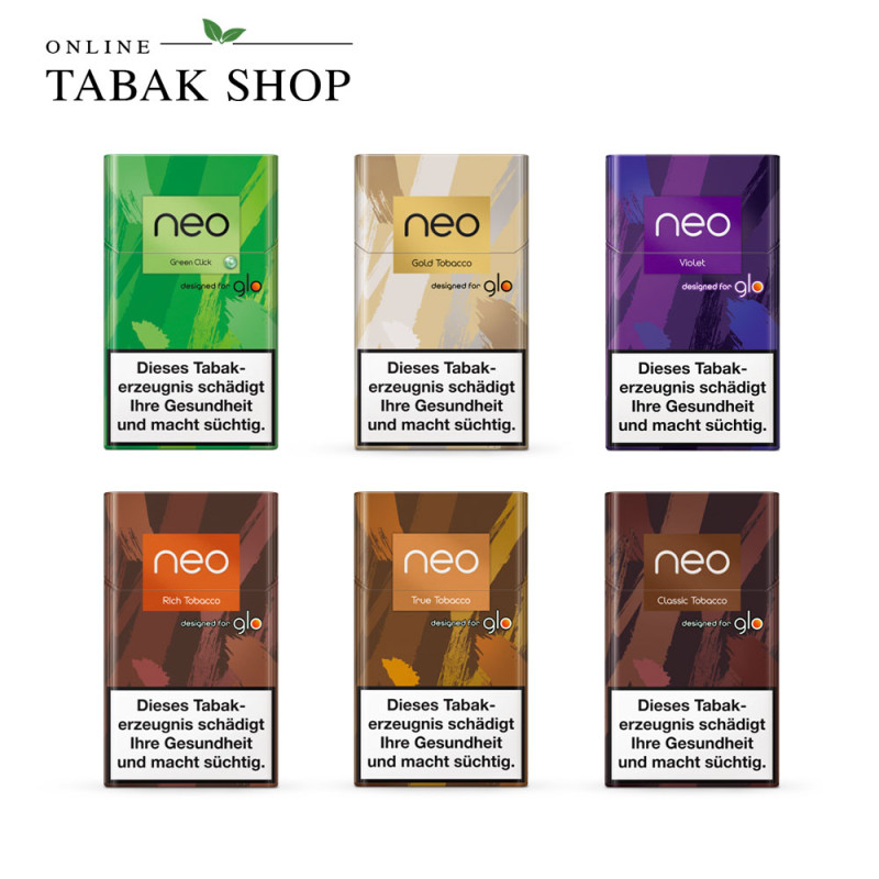 glo neo Sticks Probierpaket mit 6 verschiedenen Sorten (6 x 20er)