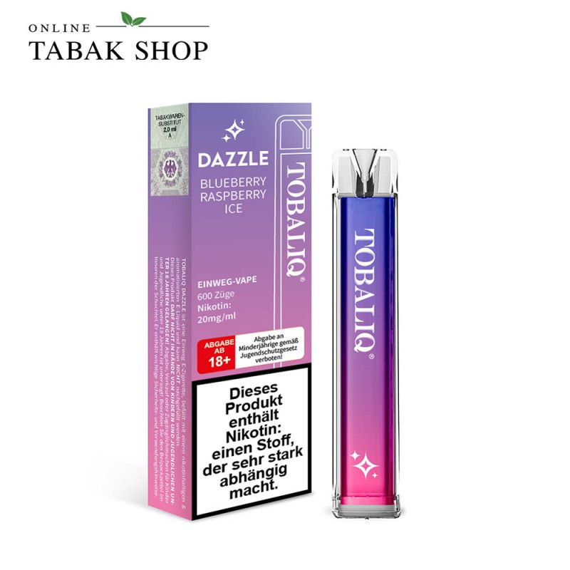 TOBALIQ Dazzle Vape Einweg E-Zigarette 20mg/ml Nikotin Blueberry Raspberry Ice