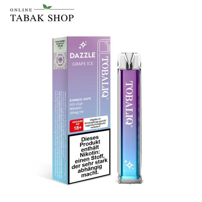 TOBALIQ Dazzle Vape Einweg E-Zigarette 20mg/ml Nikotin Grape Ice