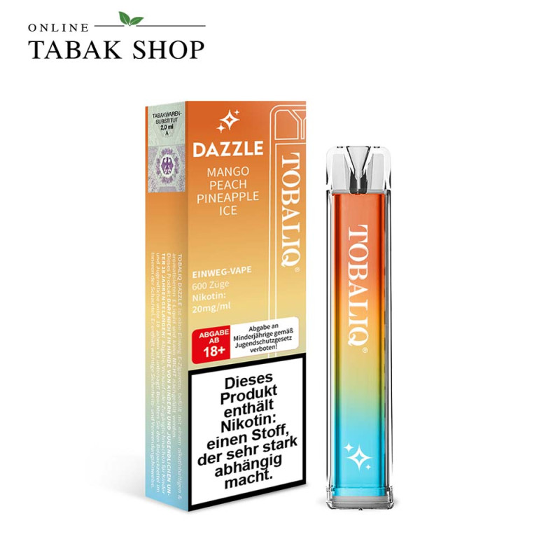 TOBALIQ Dazzle Vape Einweg E-Zigarette 20mg/ml Nikotin Mango Peach Pineapple Ice