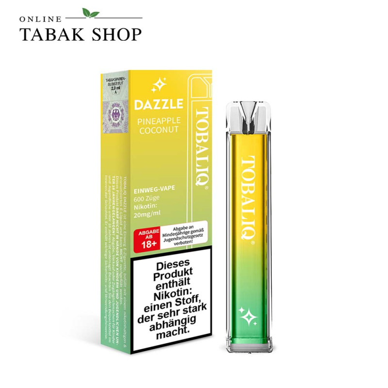 TOBALIQ Dazzle Vape Einweg E-Zigarette 20mg/ml Nikotin Pineapple Coconut