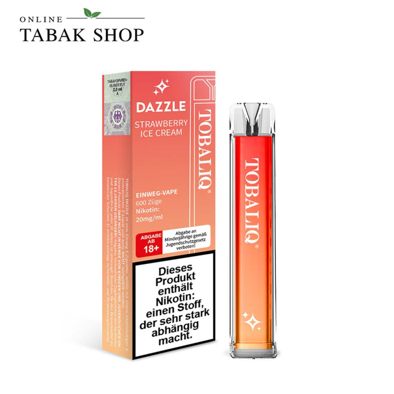 TOBALIQ Dazzle Vape Einweg E-Zigarette 20mg/ml Nikotin Strawberry Ice Cream