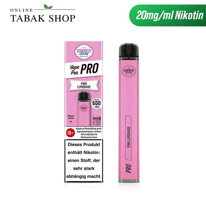 Dinner Lady Vape Pen Pro Einweg E-Zigarette 20 mg/ml Nikotin Pink Lemonade