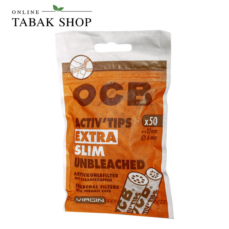 OCB Activ Tips Extra Slim Unbleached 6mm 50er Beutel