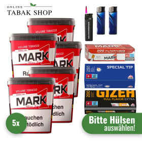 5x Mark 1 Tabak 320g + 3000 Hülsen (wählbar) + 2 Feuerzeuge + 1 Sturmfeuerzeug