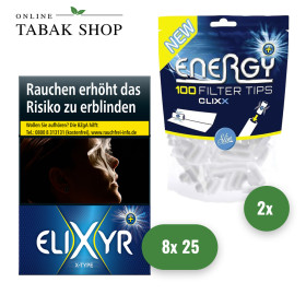 Elixyr+ X-Type Zigaretten (8 x 24er) + Energy+ CLIXX Filter Tips (2 x 100er)