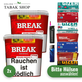 2x Break Original Titan 300g + 1000 Hülsen + 1 Sturmfeuerzeug + 1 Feuerzeug