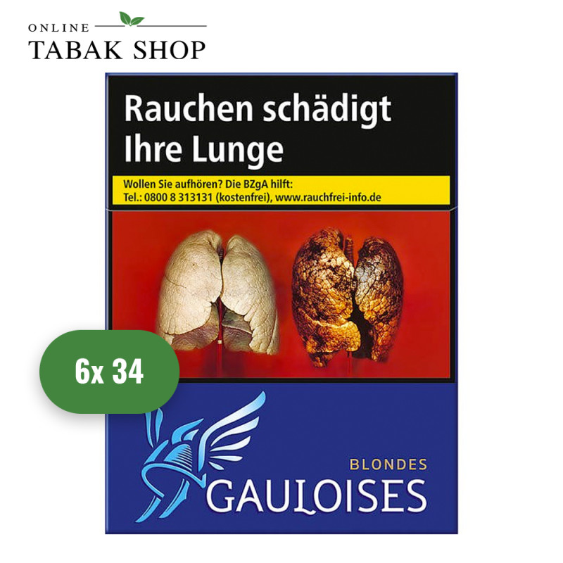 Gauloises Blondes Blau Zigaretten 3XL (6 x 34er)